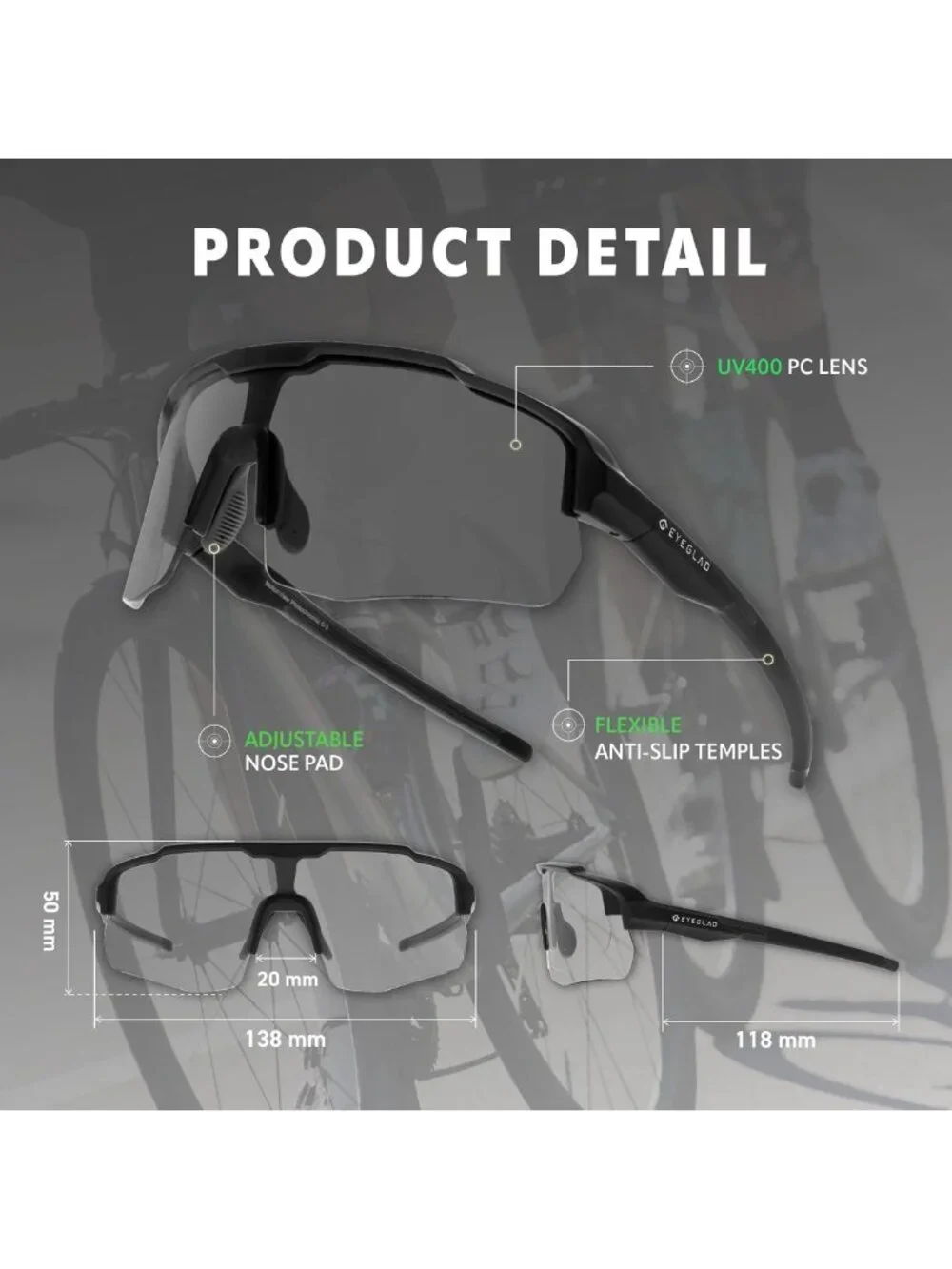 Photochromic Sports Sunglasses UV400 | Lightweight Cycling, Running, Baseball